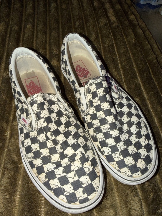 Vans Other - Vans Slip-On Sneakers with Snoopy Checkerboard - Black & Cream